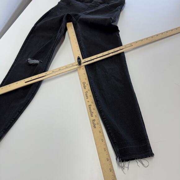 Spanx Jeans Womens Medium Black Denim Distressed Ankle Skinny Stretch - Picture 10 of 11